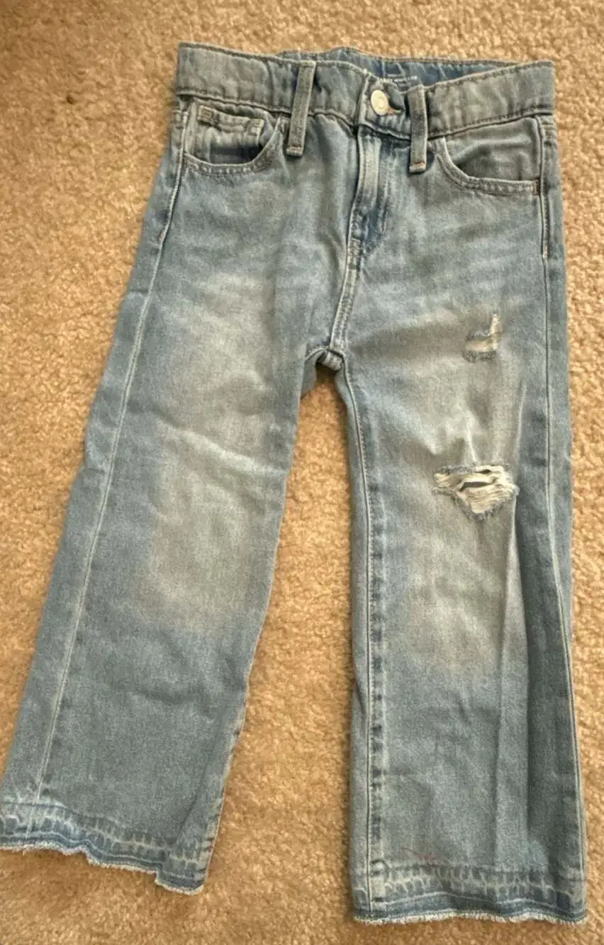 Old Navy Girls High-Rise Baggy Wide Leg Distressed Jeans Size 6